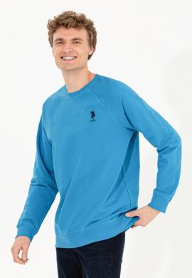 Erkek Kobalt Mavi Basic Sweatshirt - 50253181078