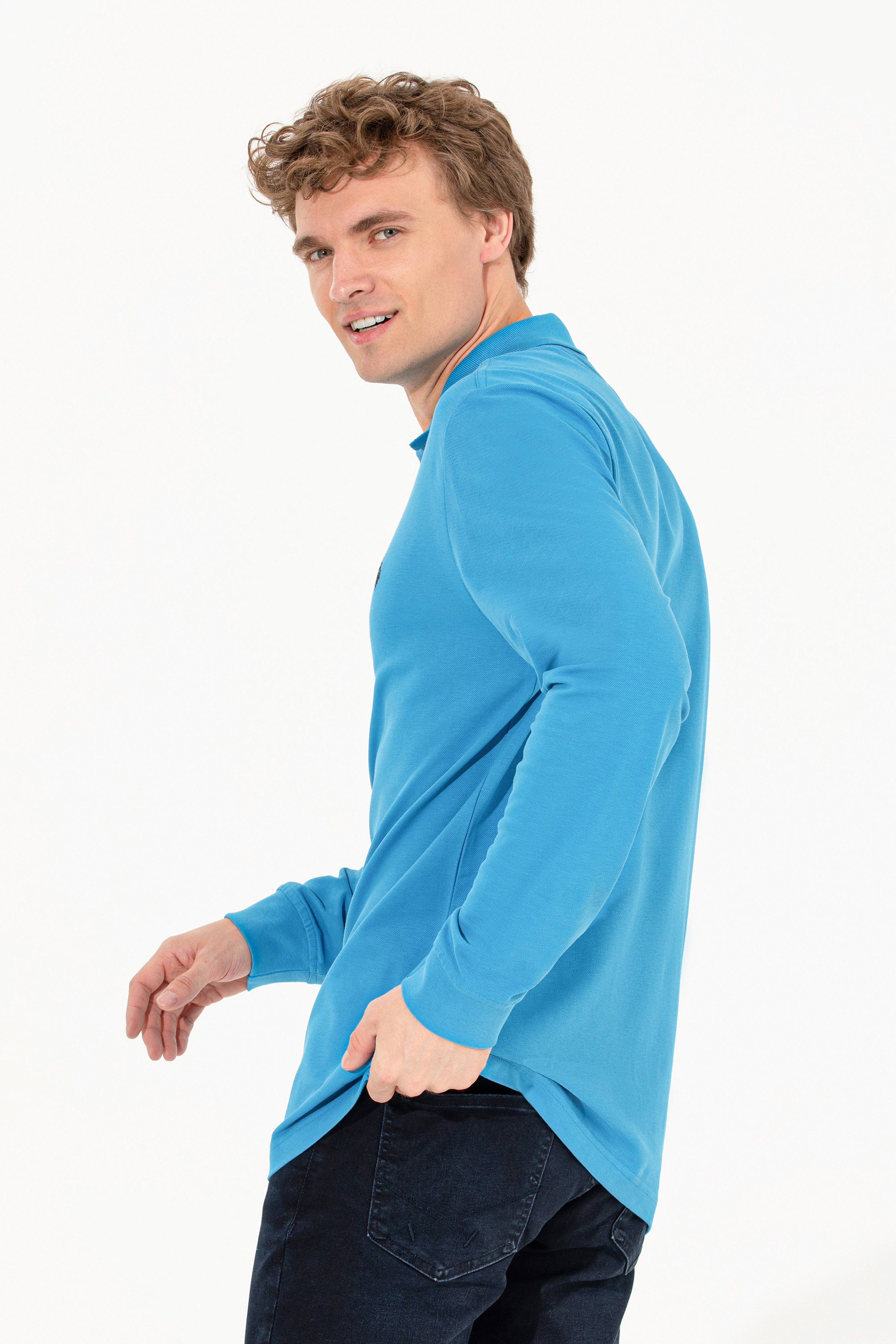 Erkek Kobalt Mavi Basic Sweatshirt