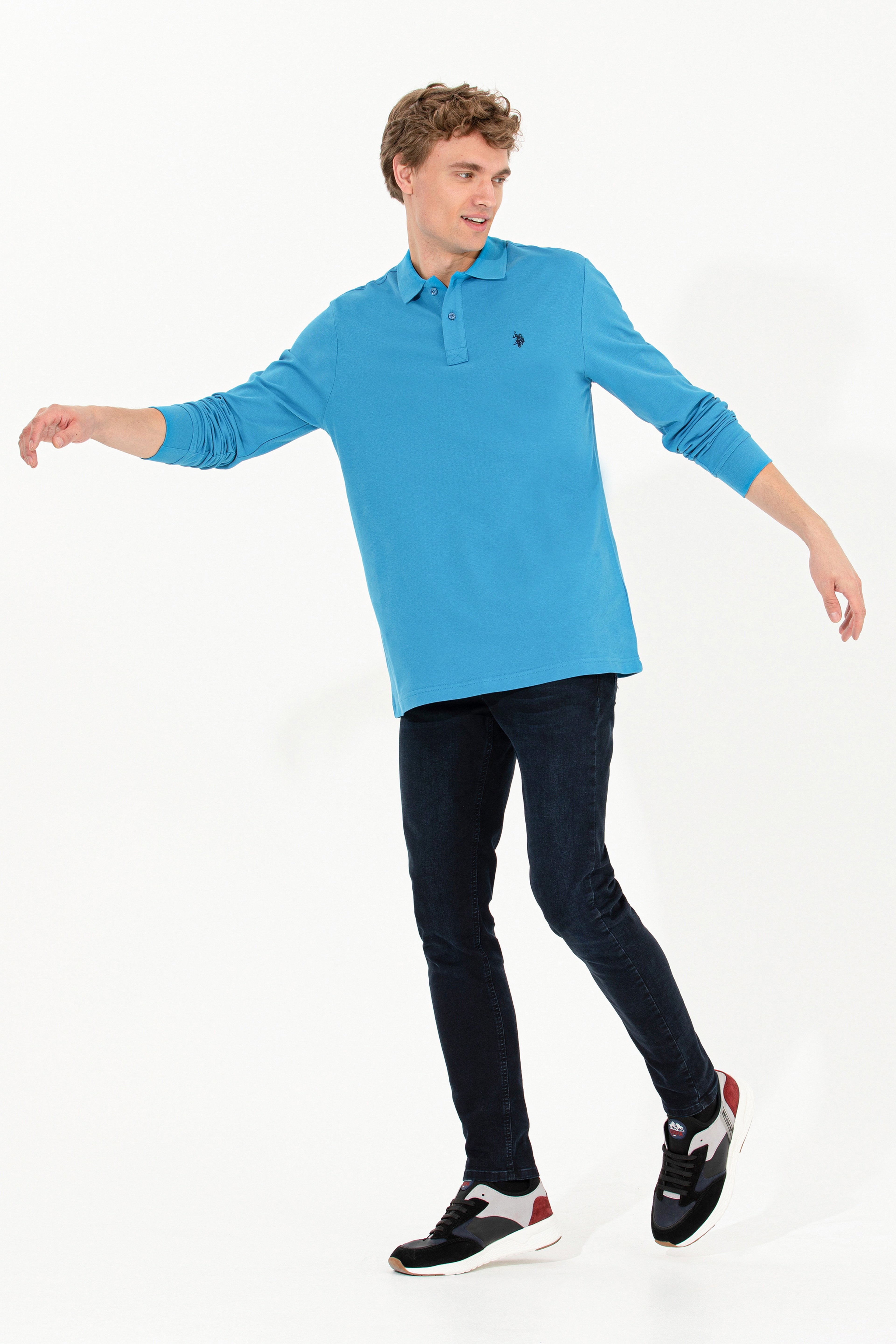 Erkek Kobalt Mavi Basic Sweatshirt - Image 4