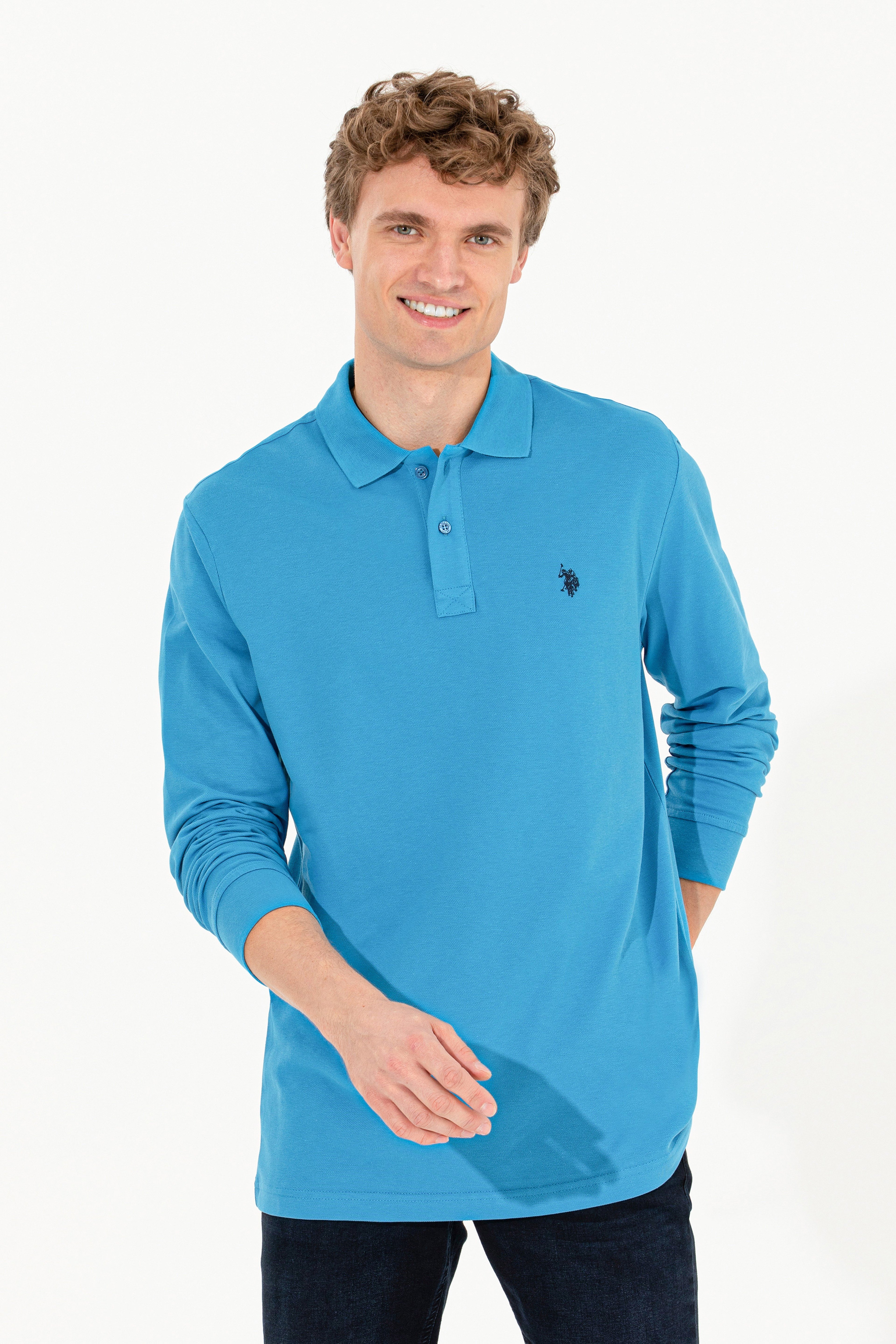 Erkek Kobalt Mavi Basic Sweatshirt - Image 3