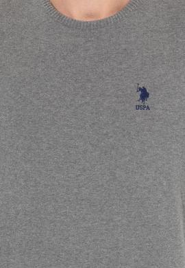 Erkek Gri Melanj Bisiklet Yaka Basic Triko Kazak - 50253443112