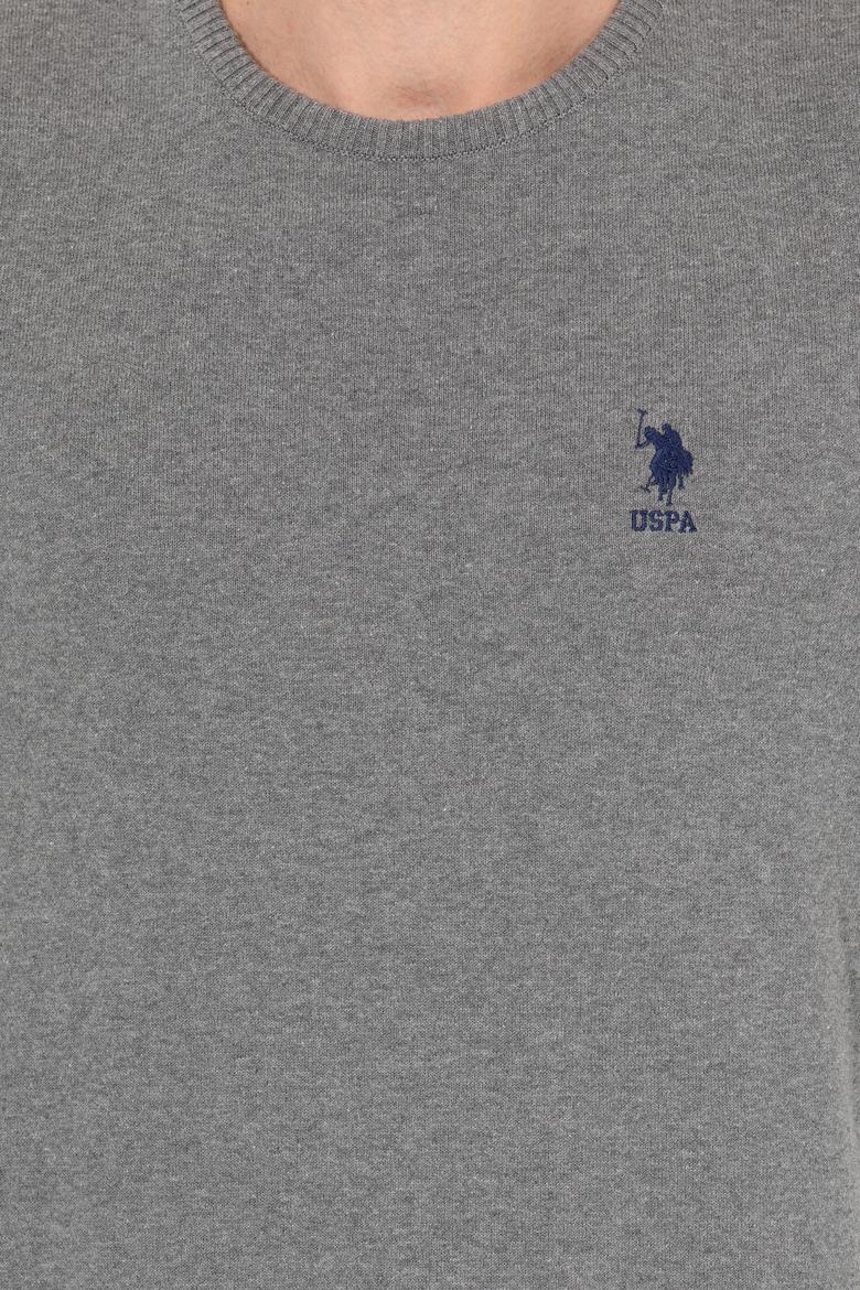 Erkek Gri Melanj Bisiklet Yaka Basic Triko Kazak - 50253443112