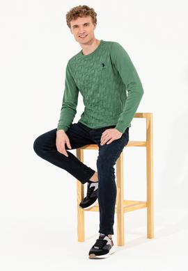 Erkek Yeşil Basic Kazak - 50251882045