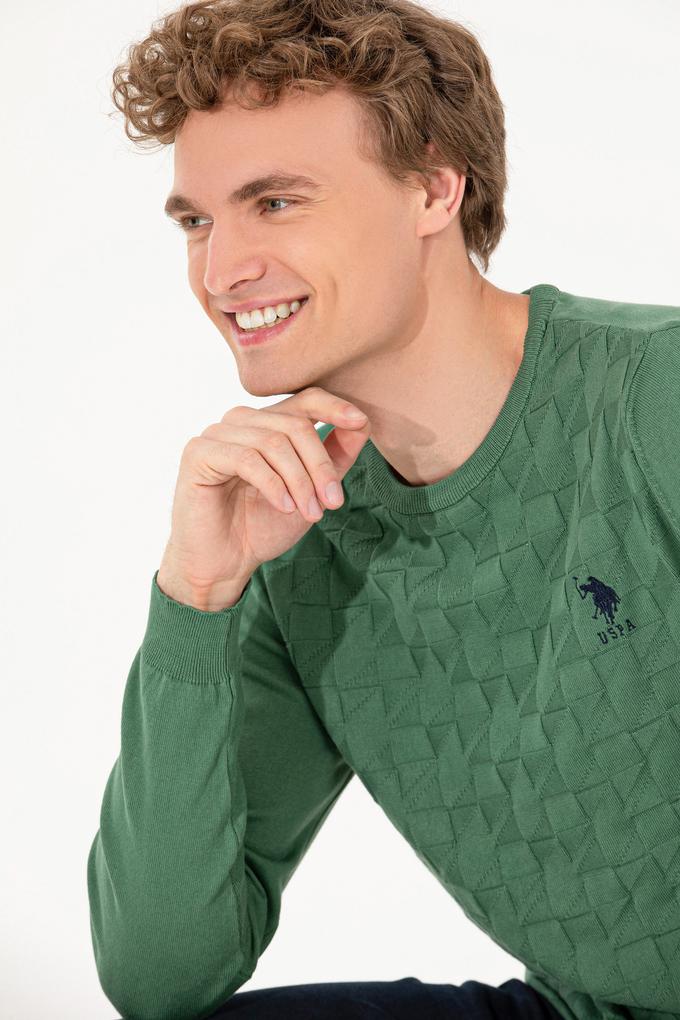 Erkek Yeşil Basic Kazak