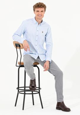 Erkek Açık Mavi Uzun Kollu Basic Gömlek - 50256694010