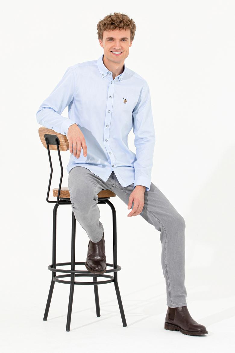 Erkek Açık Mavi Uzun Kollu Basic Gömlek - 50256694010