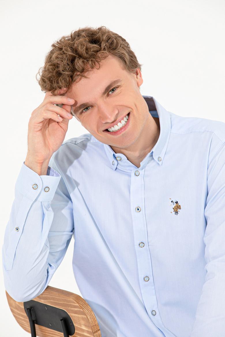 Erkek Açık Mavi Uzun Kollu Basic Gömlek - 50256694010