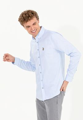 Erkek Açık Mavi Uzun Kollu Basic Gömlek - 50256694010