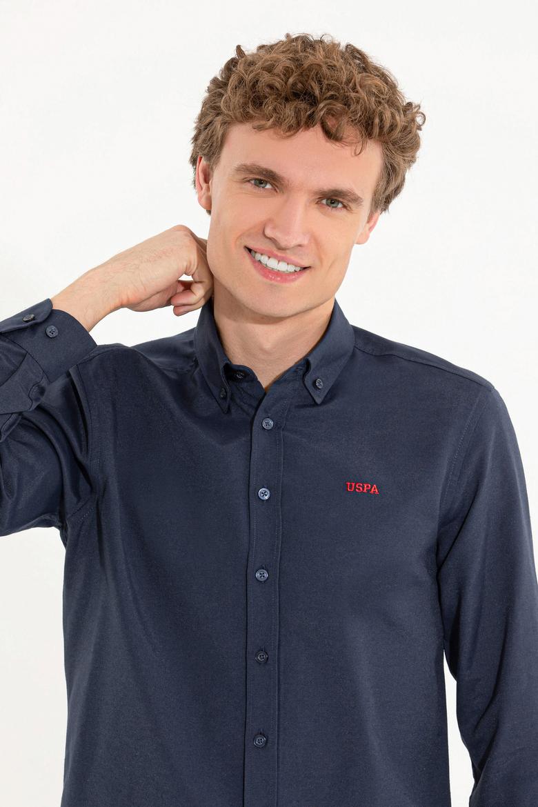 Erkek Lacivert Uzun Kollu Basic Gömlek - 50262491009