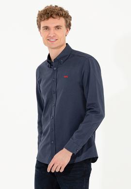 Erkek Lacivert Uzun Kollu Basic Gömlek - 50262491009