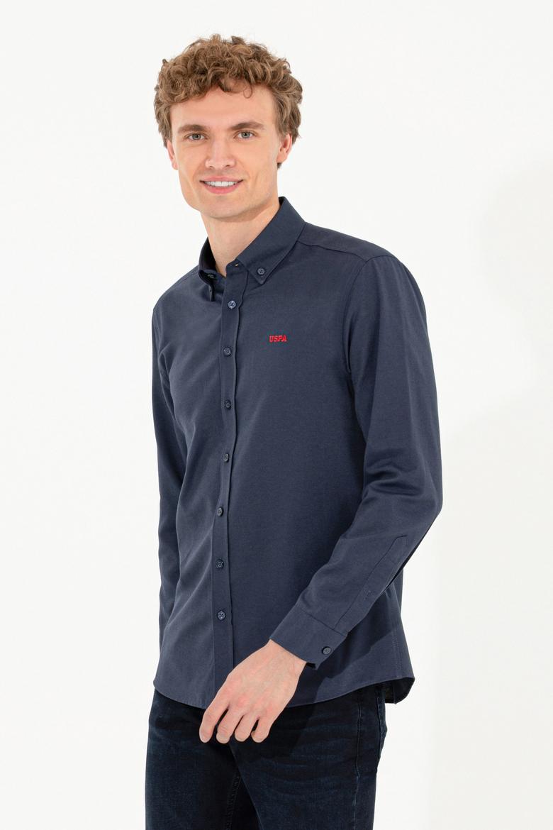 Erkek Lacivert Uzun Kollu Basic Gömlek - 50262491009