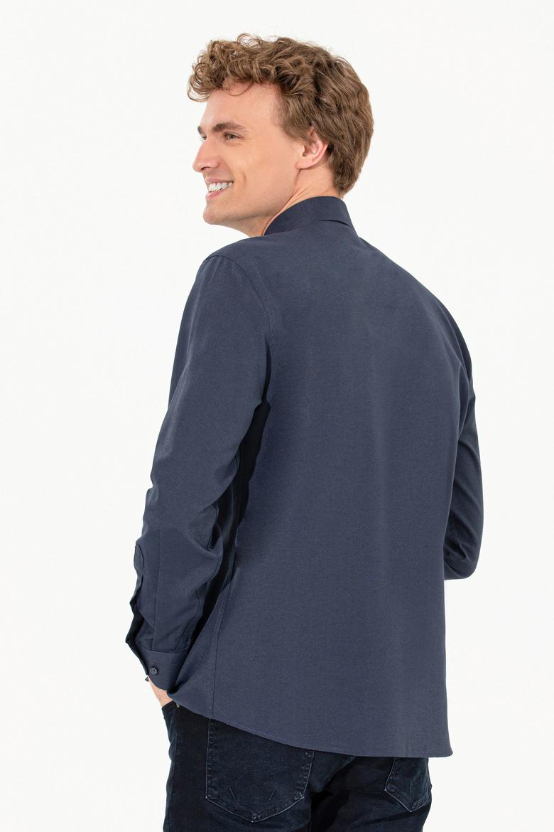 Erkek Lacivert Uzun Kollu Basic Gömlek - 50262491009