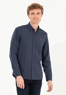 Erkek Lacivert Uzun Kollu Basic Gömlek - 50262491009