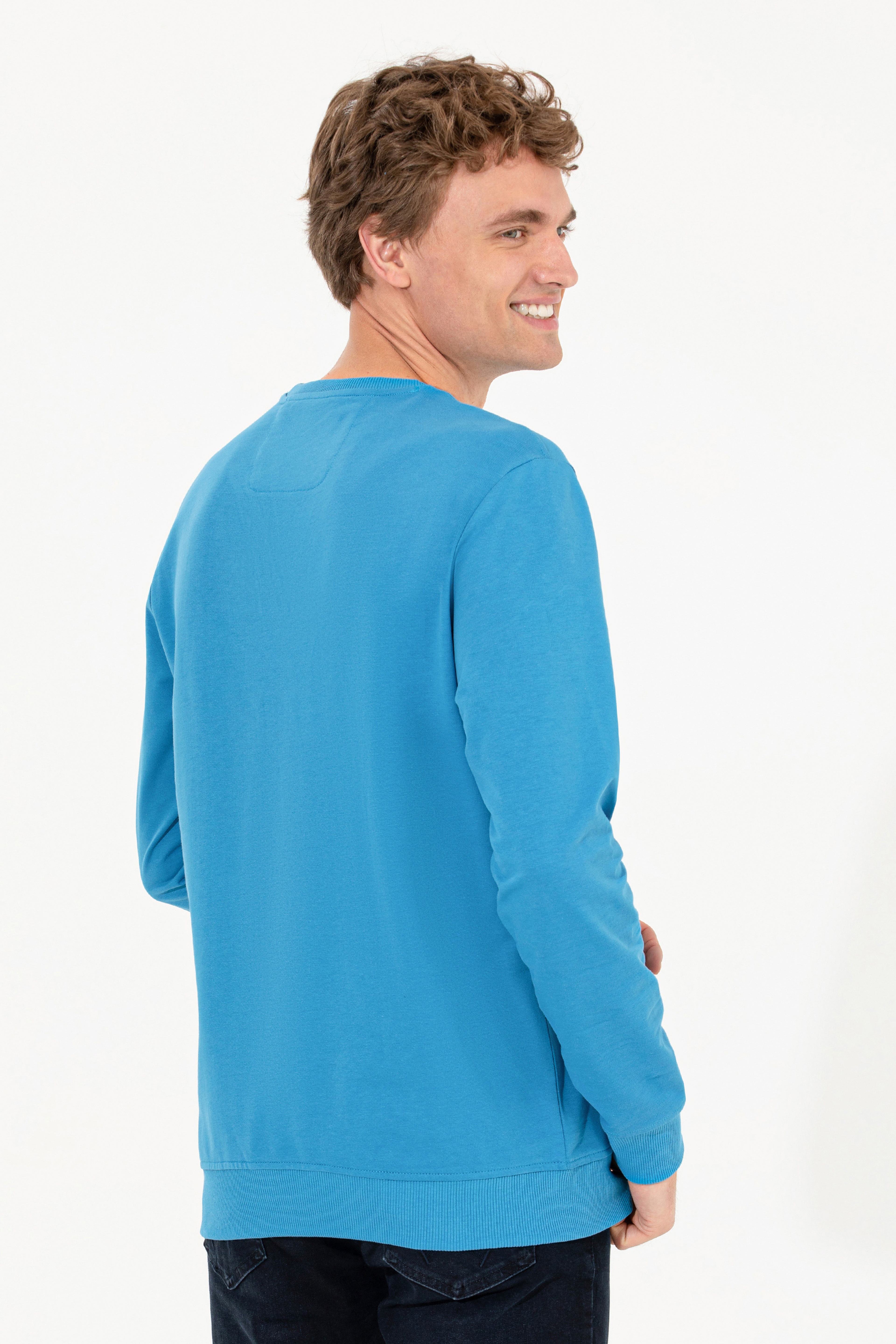 Erkek Kobalt Mavi Sweatshirt