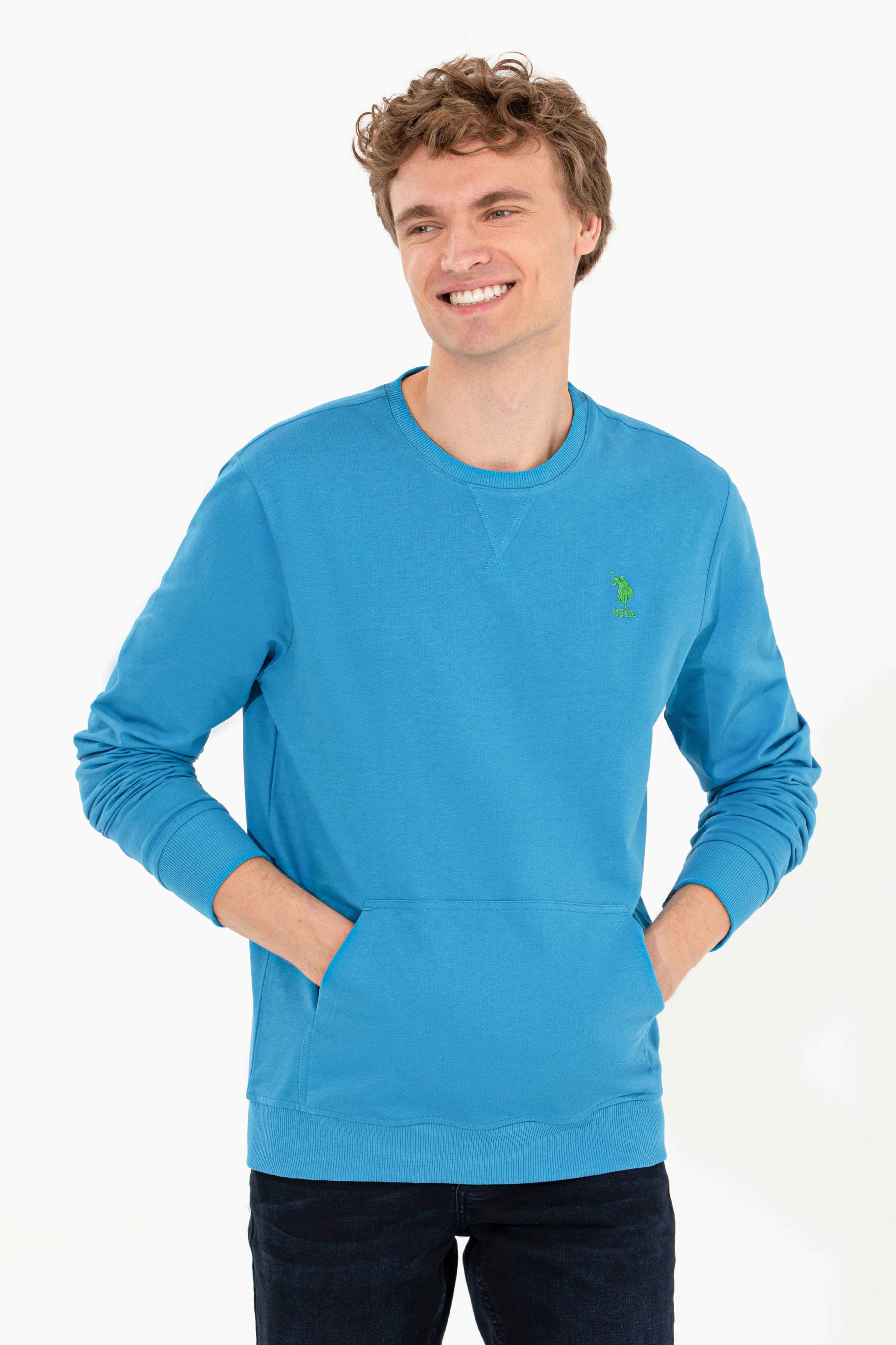 Erkek Kobalt Mavi Sweatshirt