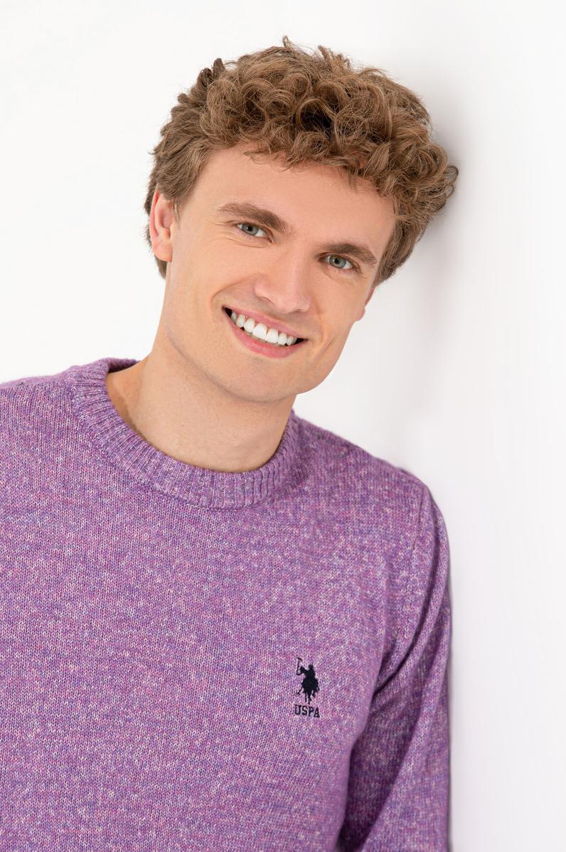 Erkek Menekşe Bisiklet Yaka Triko Kazak