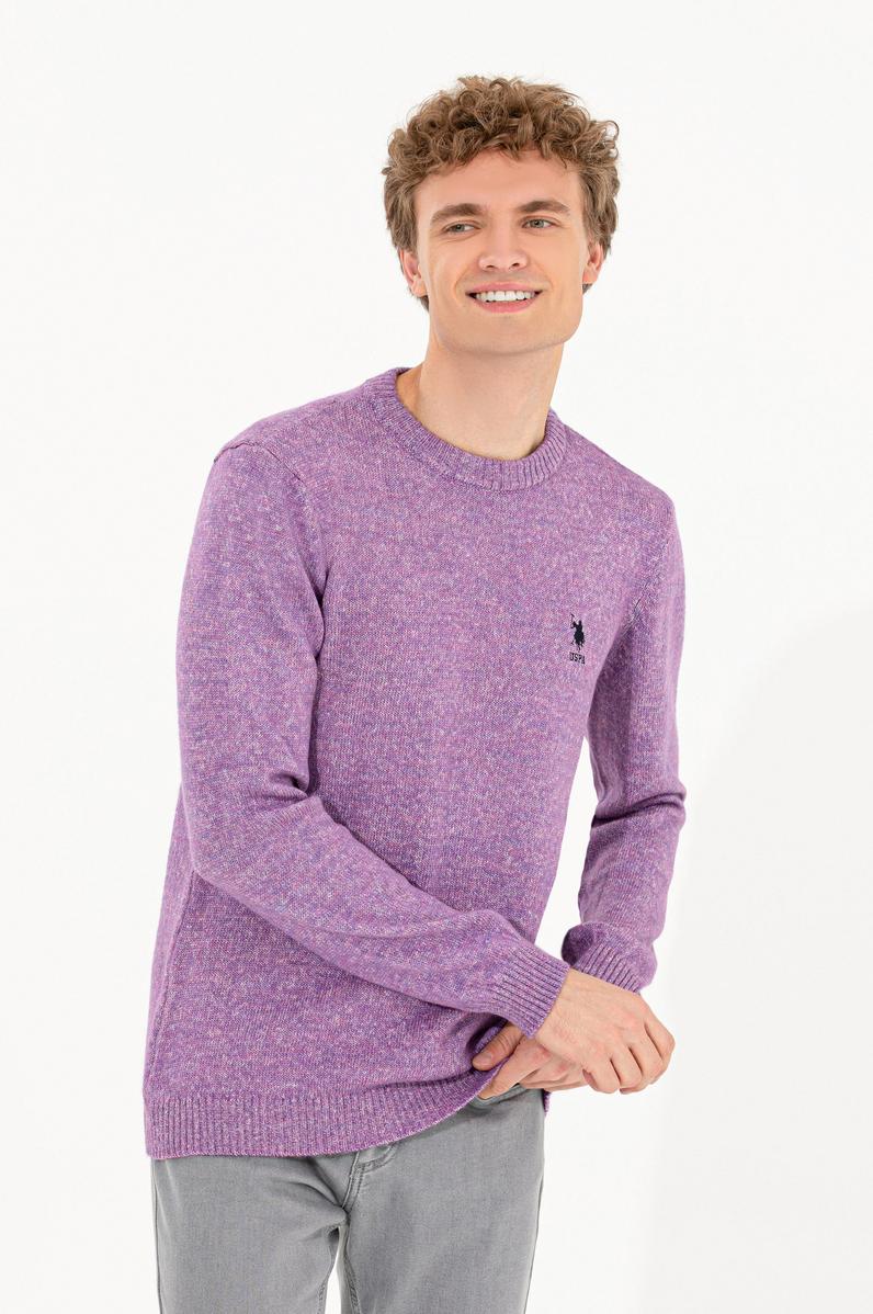 Erkek Menekşe Bisiklet Yaka Triko Kazak