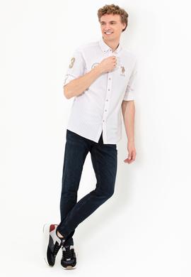 Erkek Taş Çizgili Beyaz Gömlek - 50256942008