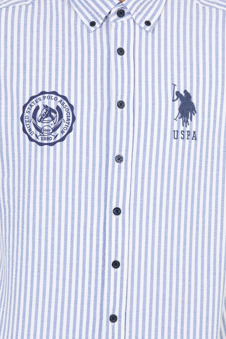 Erkek Royal Blue Düğmeli Yaka Gömlek Uzunkol - 50256942012