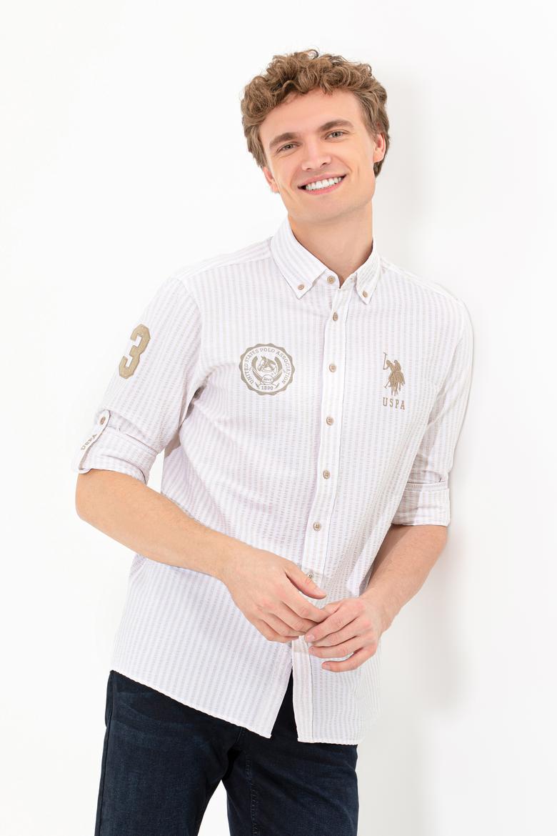 Erkek Taş Çizgili Beyaz Gömlek - 50256942008