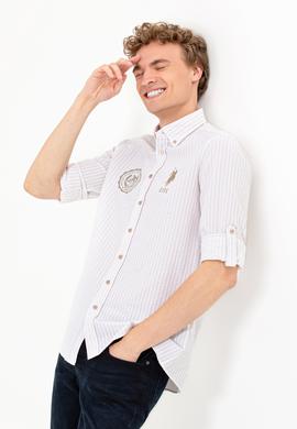 Erkek Taş Çizgili Beyaz Gömlek - 50256942008