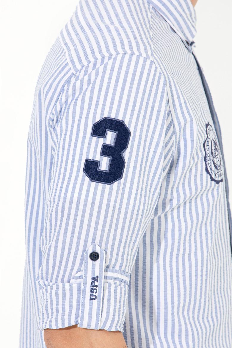 Erkek Royal Blue Düğmeli Yaka Gömlek Uzunkol - 50256942012