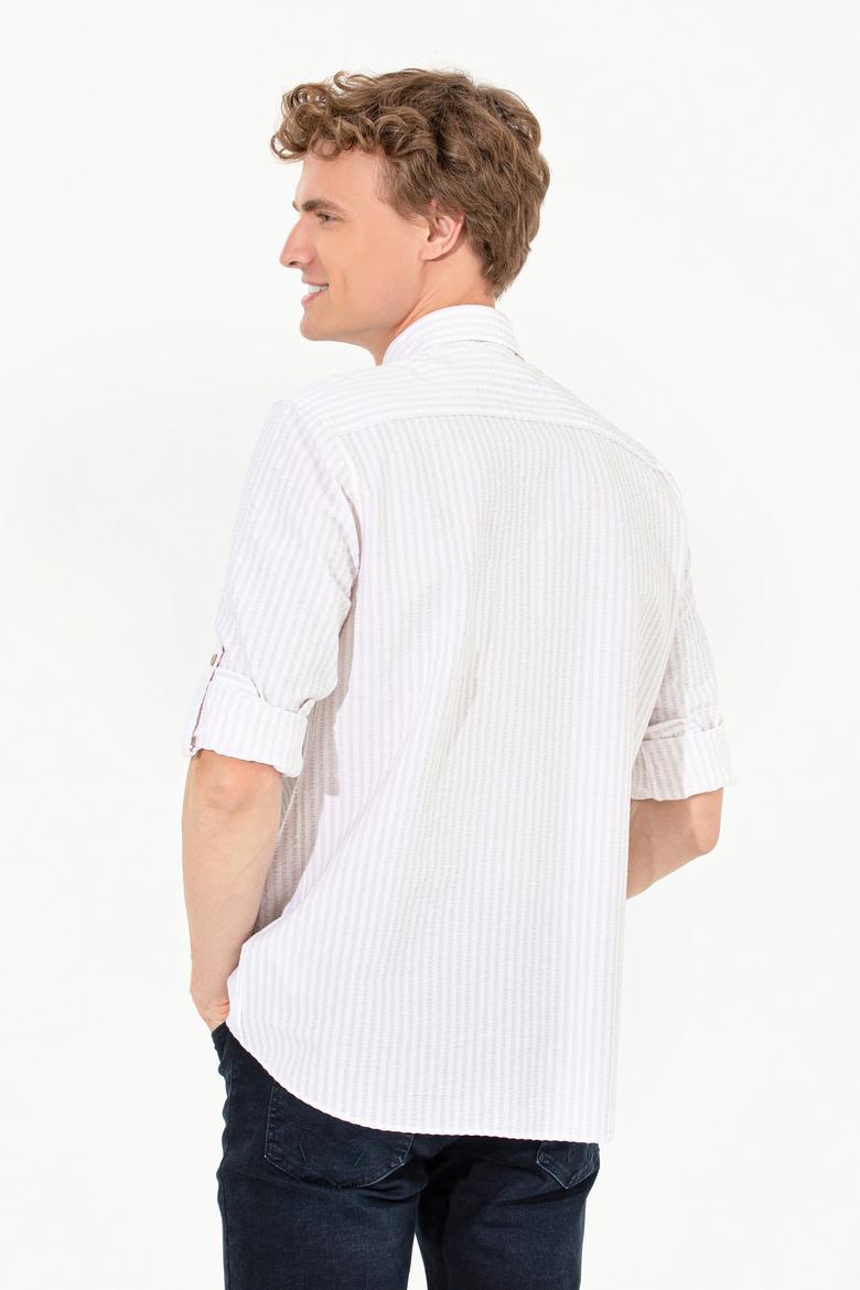Erkek Taş Çizgili Beyaz Gömlek - 50256942008