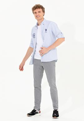 Erkek Royal Blue Düğmeli Yaka Gömlek Uzunkol - 50256942012