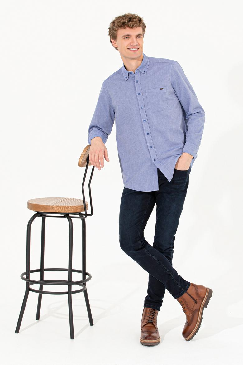 Erkek Mavi Uzun Kollu Gömlek - 50256988030