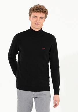 Erkek Siyah Balıkçı Yaka Basic Triko Kazak - 50257605025