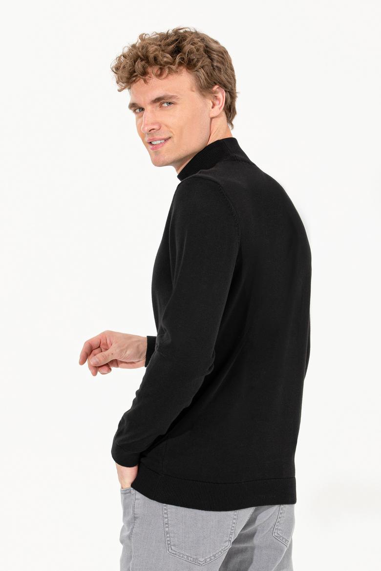Erkek Siyah Balıkçı Yaka Basic Triko Kazak - 50257605025