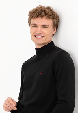 Erkek Siyah Balıkçı Yaka Basic Triko Kazak - 50257605025