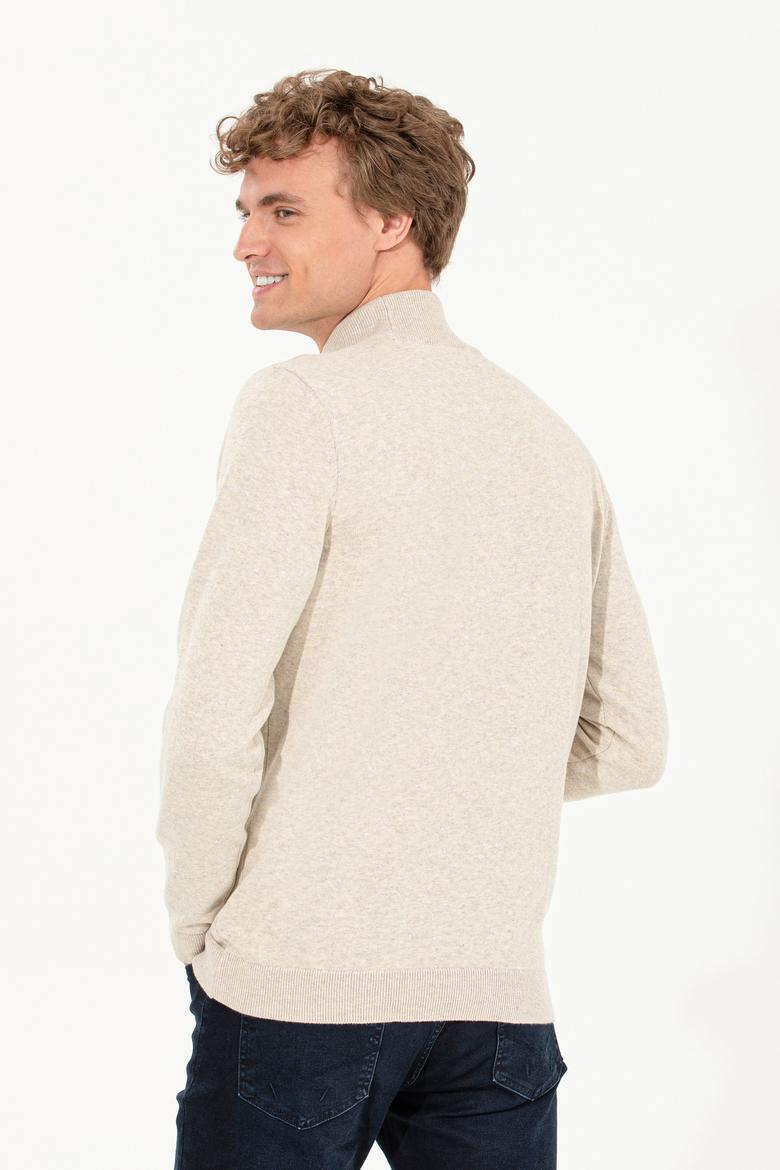 Erkek Taş Melanj Balıkçı Yaka Basic Triko Kazak - 50257605072