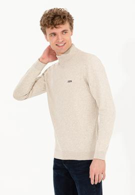 Erkek Taş Melanj Balıkçı Yaka Basic Triko Kazak - 50257605072