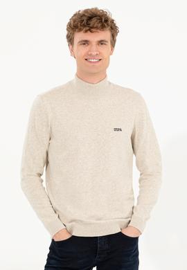 Erkek Taş Melanj Balıkçı Yaka Basic Triko Kazak - 50257605072