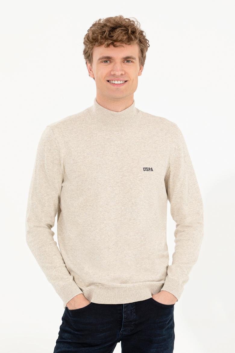 Erkek Taş Melanj Balıkçı Yaka Basic Triko Kazak - 50257605072