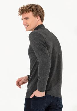 Erkek Antrasit Melanj Balıkçı Yaka Basic Triko Kazak - 50257605033