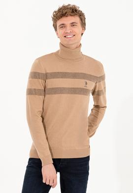 Erkek Camel Melanj Balıkçı Yaka Triko Kazak - 50260561018