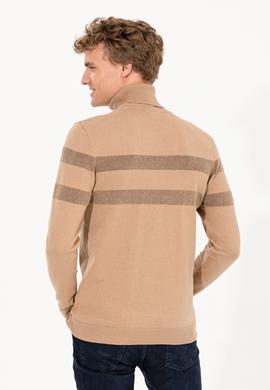 Erkek Camel Melanj Balıkçı Yaka Triko Kazak - 50260561018