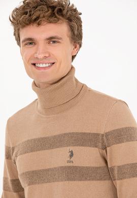 Erkek Camel Melanj Balıkçı Yaka Triko Kazak - 50260561018