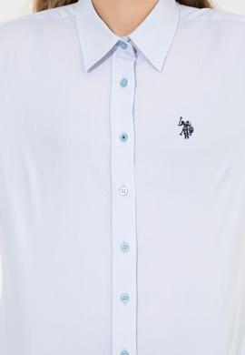 Kadın Açık Mavi Uzun Kollu Basic Gömlek - 50256716003