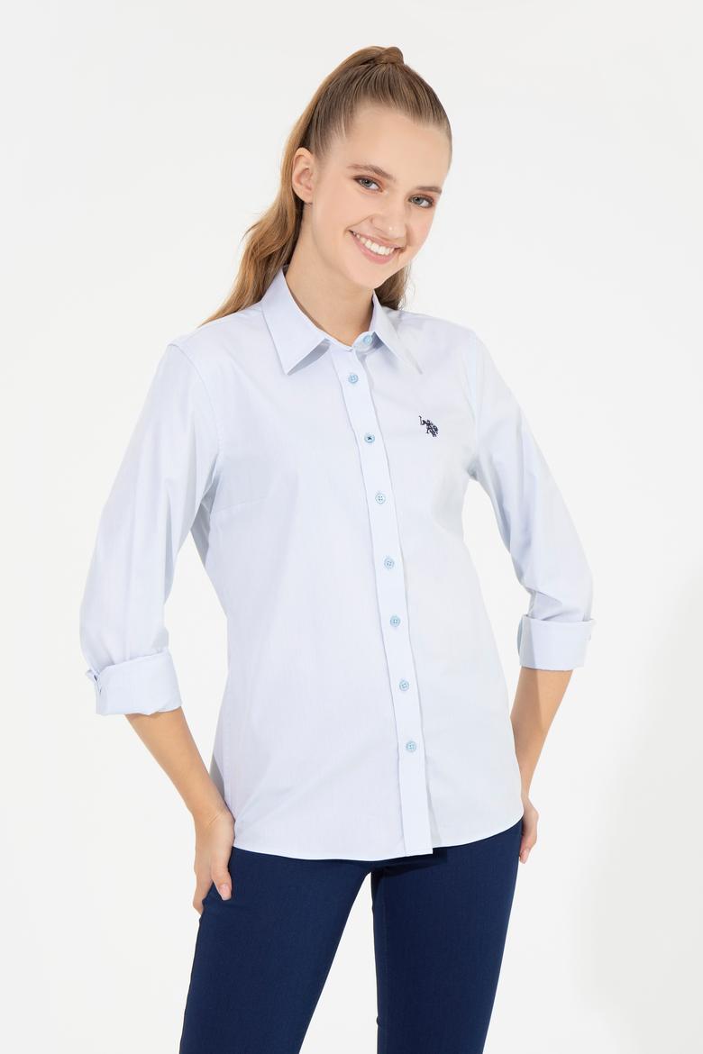 Kadın Açık Mavi Uzun Kollu Basic Gömlek - 50256716003