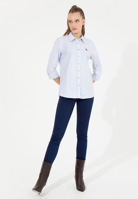 Kadın Açık Mavi Uzun Kollu Basic Gömlek - 50256716003