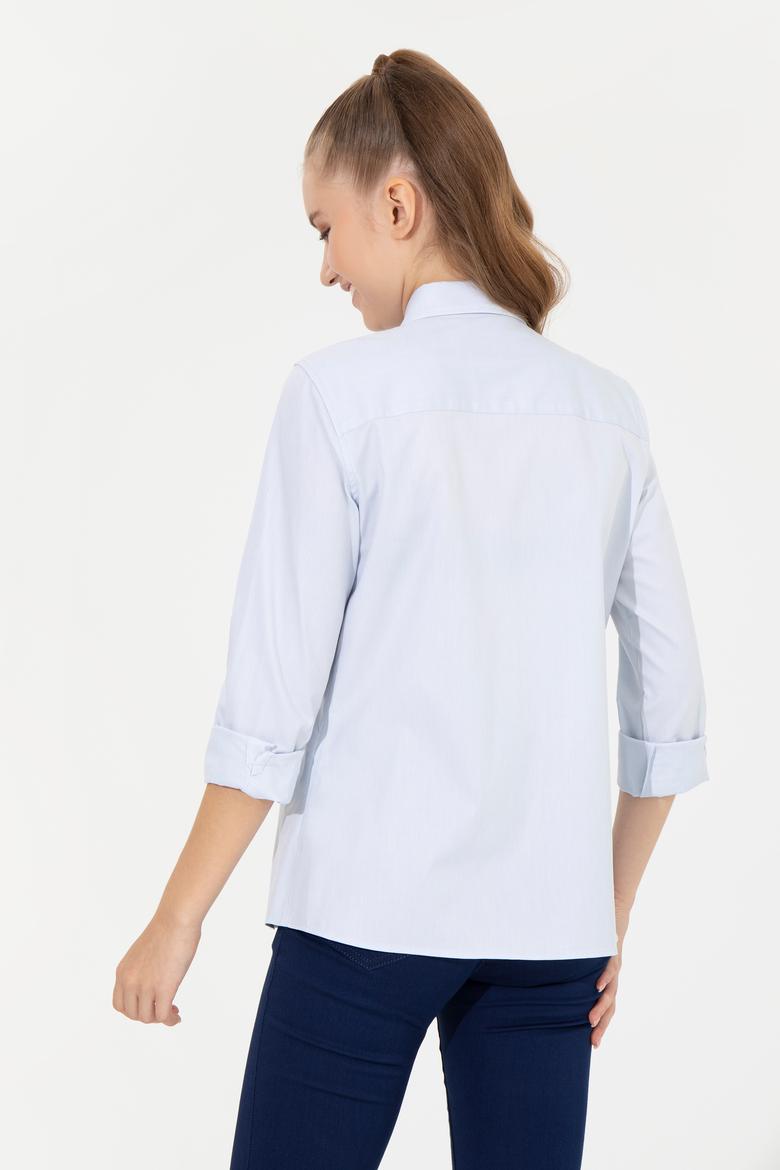 Kadın Açık Mavi Uzun Kollu Basic Gömlek - 50256716003