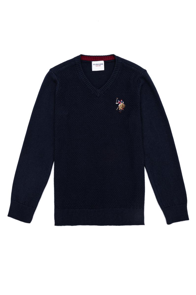 Erkek Çocuk Lacivert Bisiklet Yaka Triko Kazak