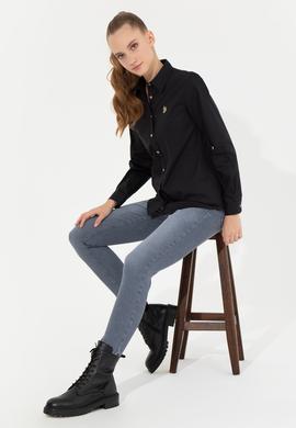 Kadın Siyah Uzun Kollu Basic Gömlek - 50256721030