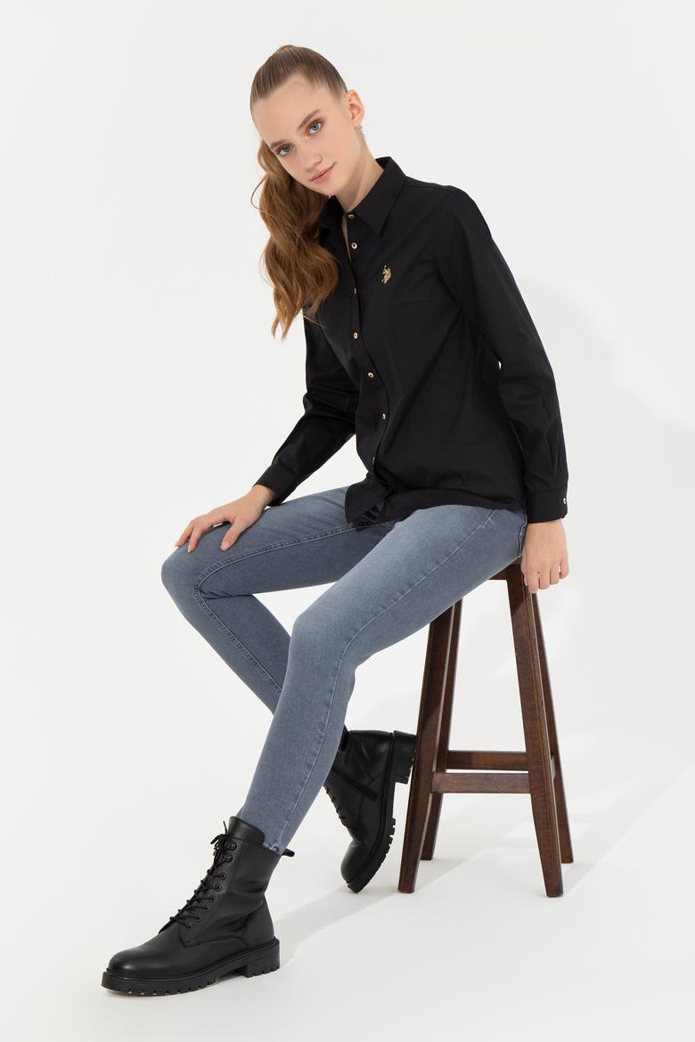 Kadın Siyah Uzun Kollu Basic Gömlek - 50256721030