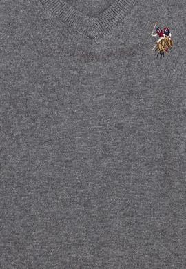 Erkek Çocuk Gri Melanj Bisiklet Yaka Triko Kazak - 50255777040