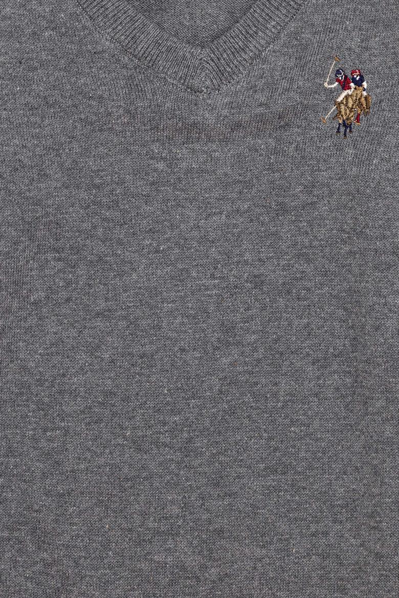 Erkek Çocuk Gri Melanj Bisiklet Yaka Triko Kazak - 50255777040