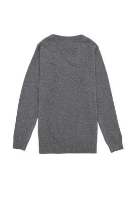 Erkek Çocuk Gri Melanj Bisiklet Yaka Triko Kazak - 50255777040